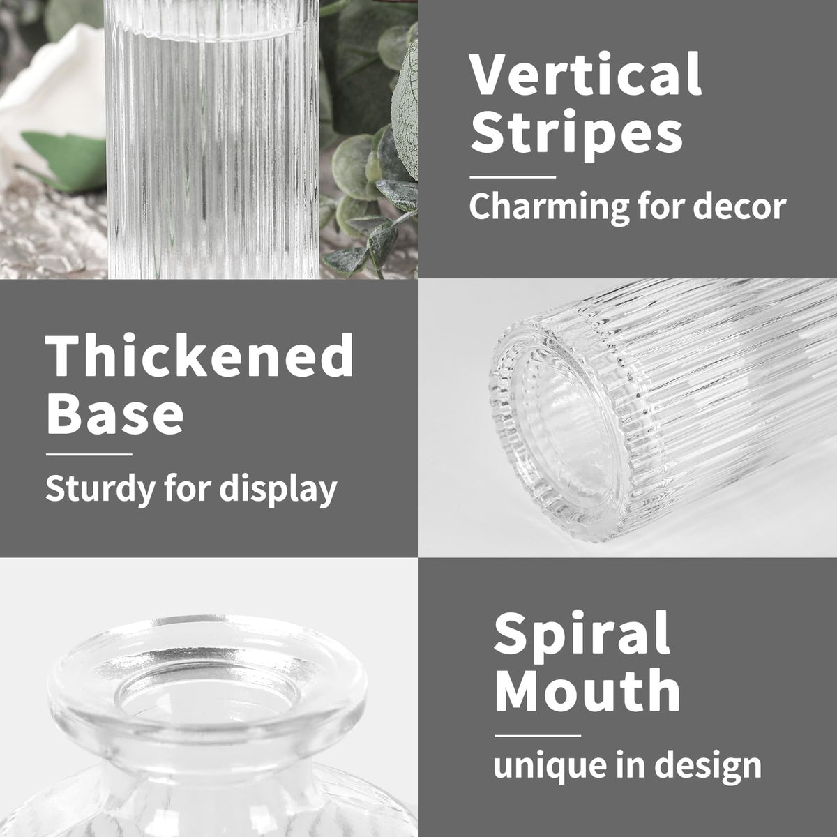 Saiguomi bud vase collection offers versatile decor for dining and shelves.
