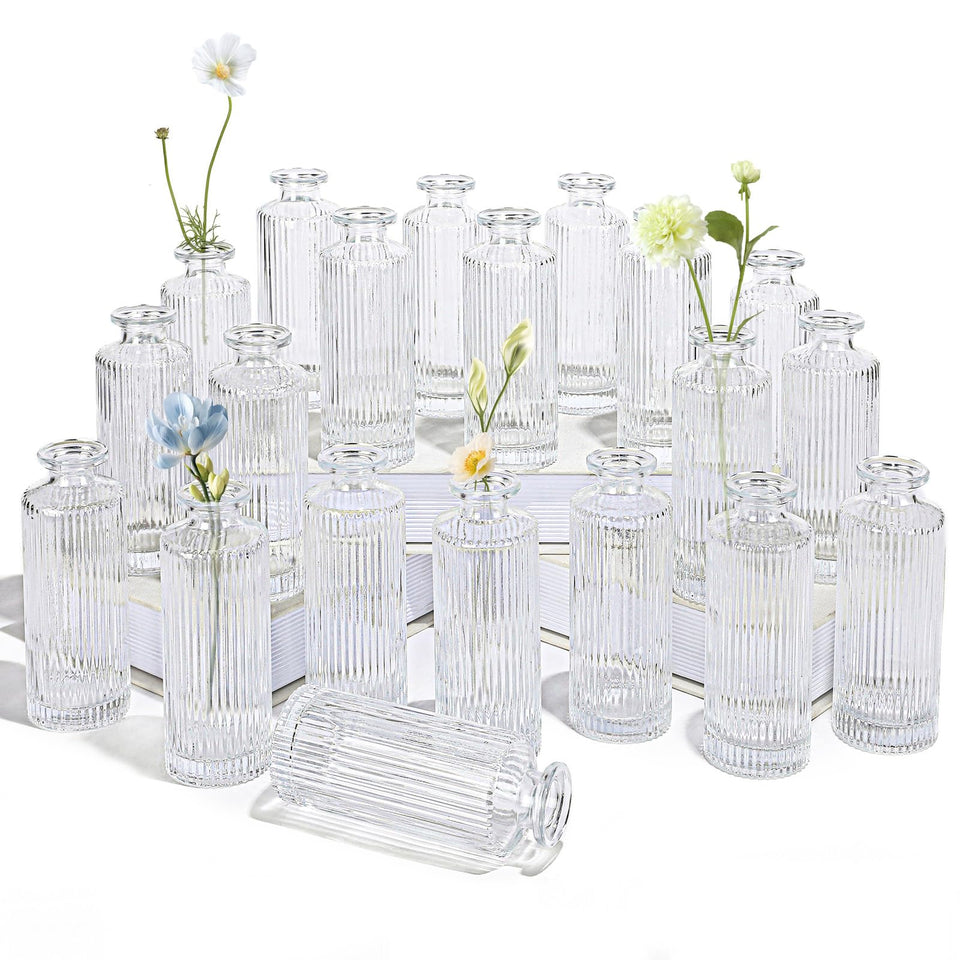 Saiguomi glass bud vases striped design elevate spaces with contemporary style.