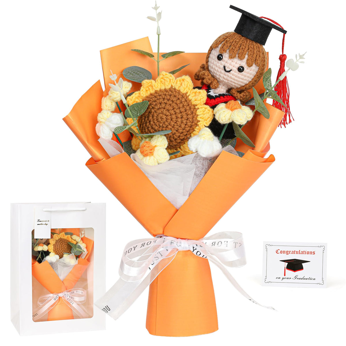 Saiguomi graduation bouquet doll with sunflowers, a lasting keepsake for her graduation