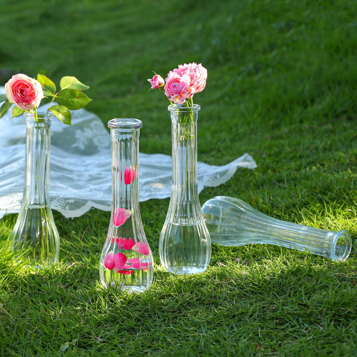 Saiguomi wedding table vases with clear ribbed glass