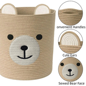 Saiiwnn Bear Basket doubling as a laundry hamper with rustic charm
