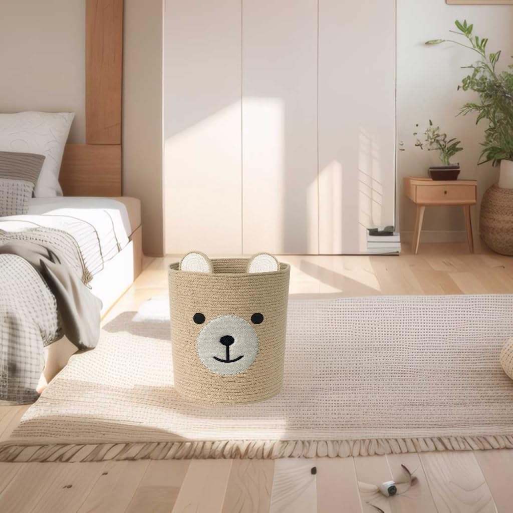 Saiiwnn Bear Basket sized 12x14 for multipurpose storage of toys and laundry