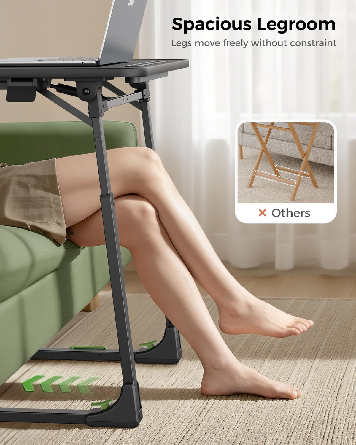 SAIJI Foldable TV Tray leather surface is waterproof and easy to wipe.