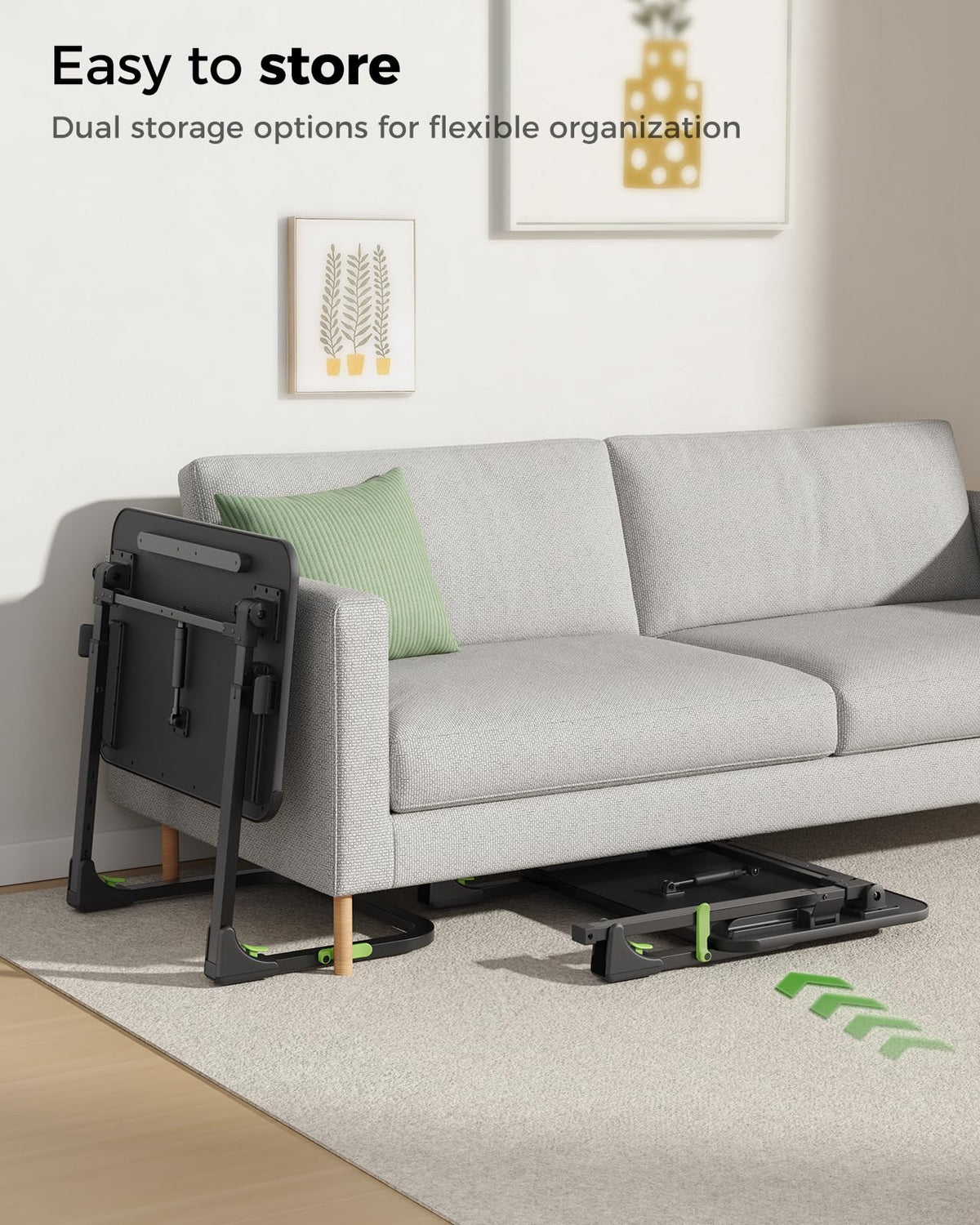 SAIJI Foldable TV Tray requires no assembly, ready out of the box.