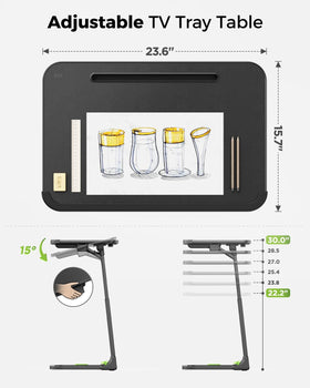 SAIJI Foldable TV Tray stores neatly under a sofa for clutter-free rooms.