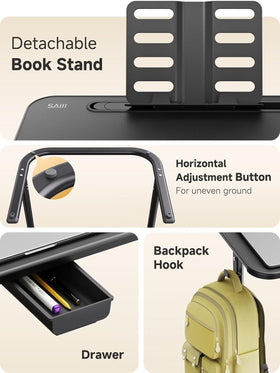 SAIJI XXL TV Tray Table drawer stores small essentials