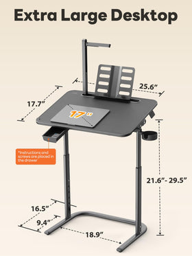 SAIJI XXL TV Tray Table height adjustment for versatile seating