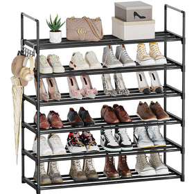 Saincustom 6-tier shoe rack front view with roomy shelves for sneakers