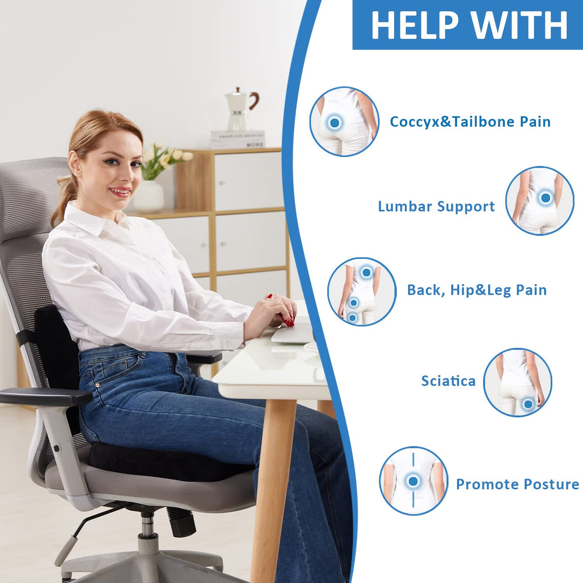 SAIREIDER lumbar support pillow contours the spine for better postural support