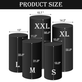 SaitiMade black cylinder pedestal cover on medium pedestal enhances table visuals