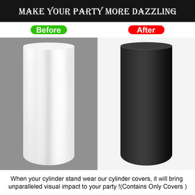 SaitiMade black cylinder pedestal cover on XL pedestal for dramatic backdrop