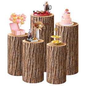 SaitiMade cylinder cover in wood tone on pedestal enhances decor