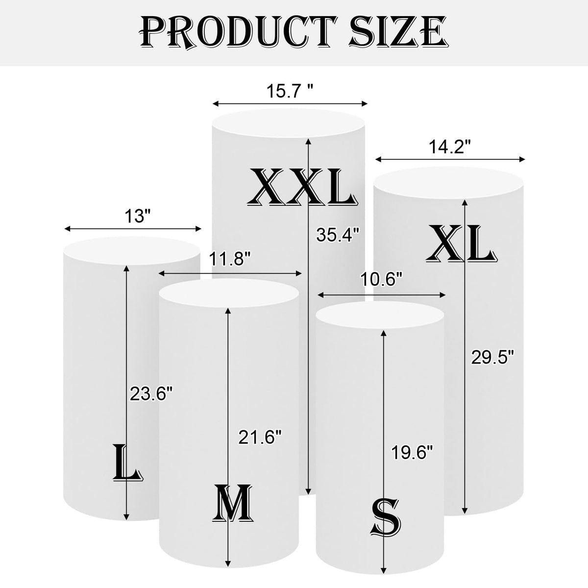 SaitiMade white cylinder pedestal cover side view shows snug stand fit