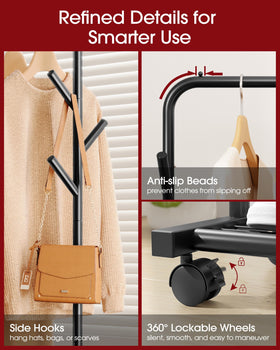 Sakugi clothes rack 360-degree casters for easy mobility