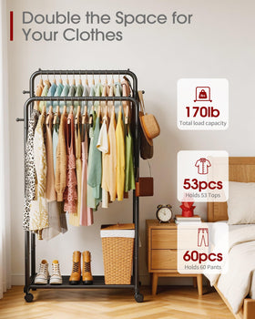 Sakugi assembly-friendly metal clothes rack simplifies setup and saves time.