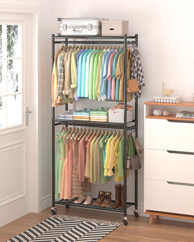 Sakugi Clothes Rack entryway use keeps shoes and bags organized.