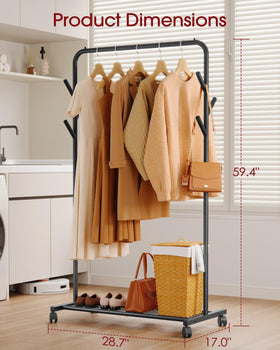 Sakugi clothes rack mesh bottom shelf for shoes and bins