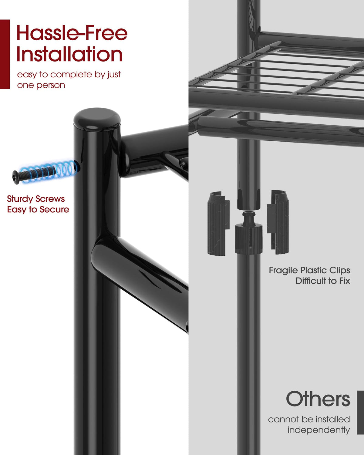 Sakugi Clothes Rack mesh shelves enabling breathable, accessible storage.
