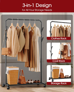 Sakugi clothes rack with six side rods for organized hanging