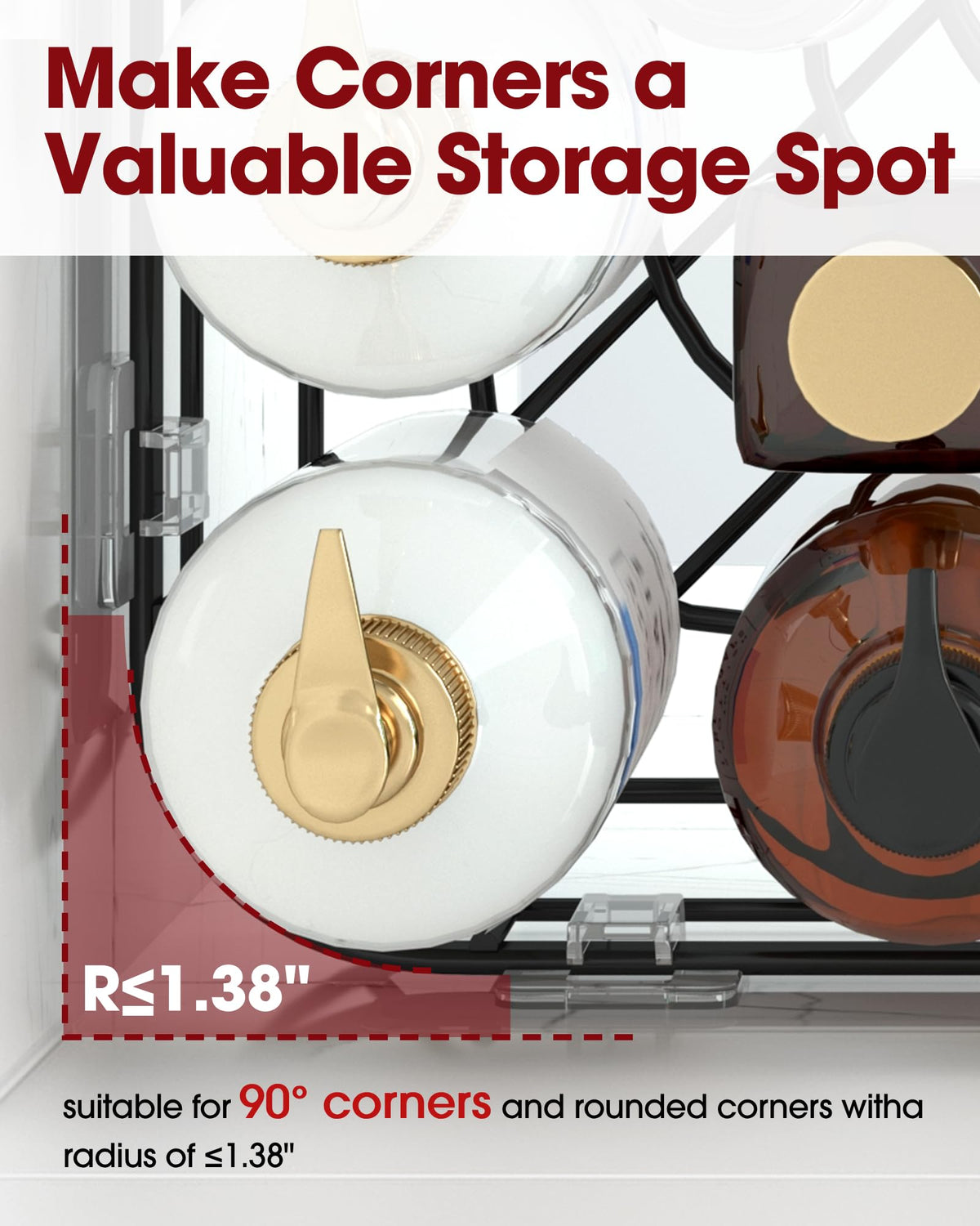 Sakugi quick-install adhesive system enabling tool-free bathroom organization.