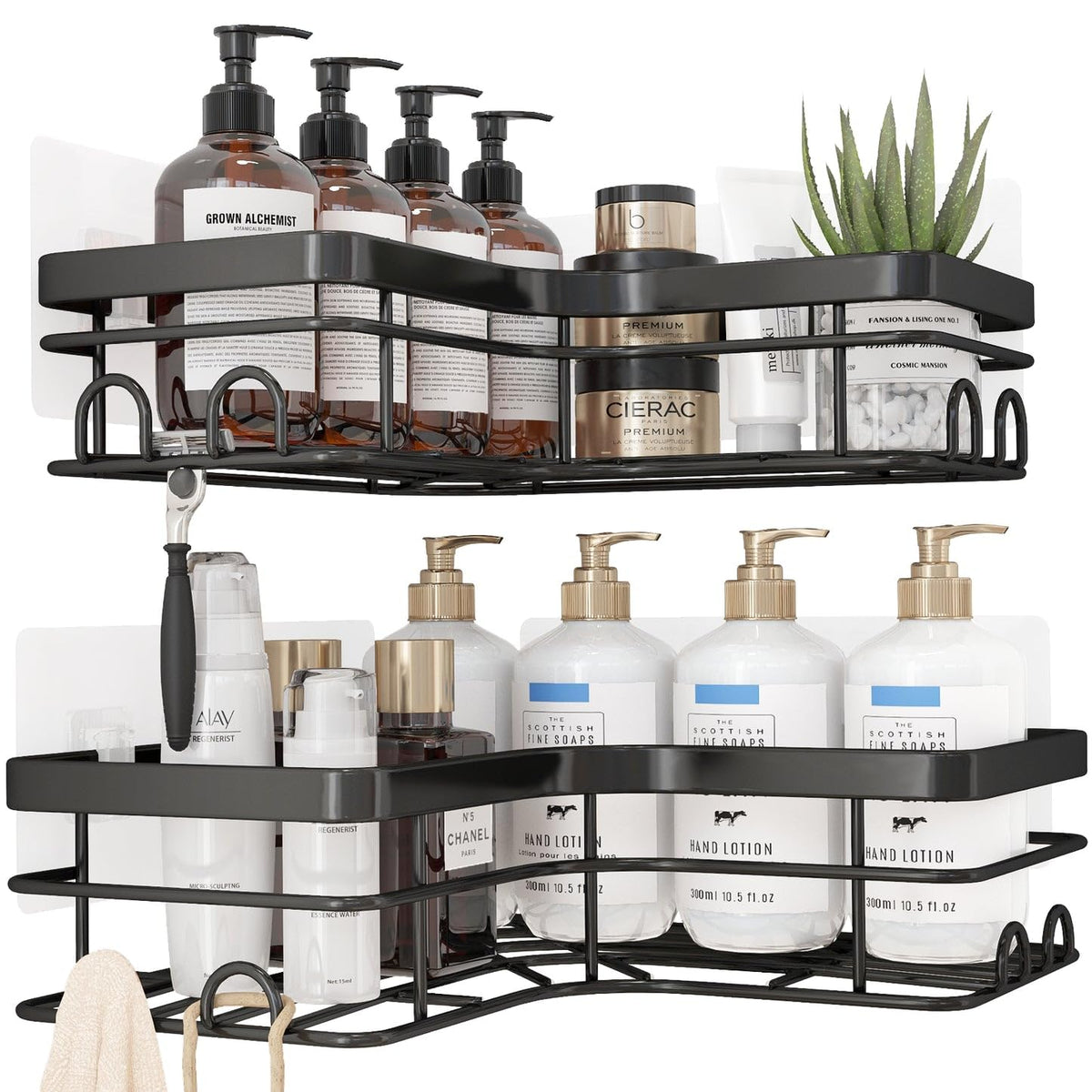 Sakugi rustproof shower racks offering a no-drill solution for small bathrooms.