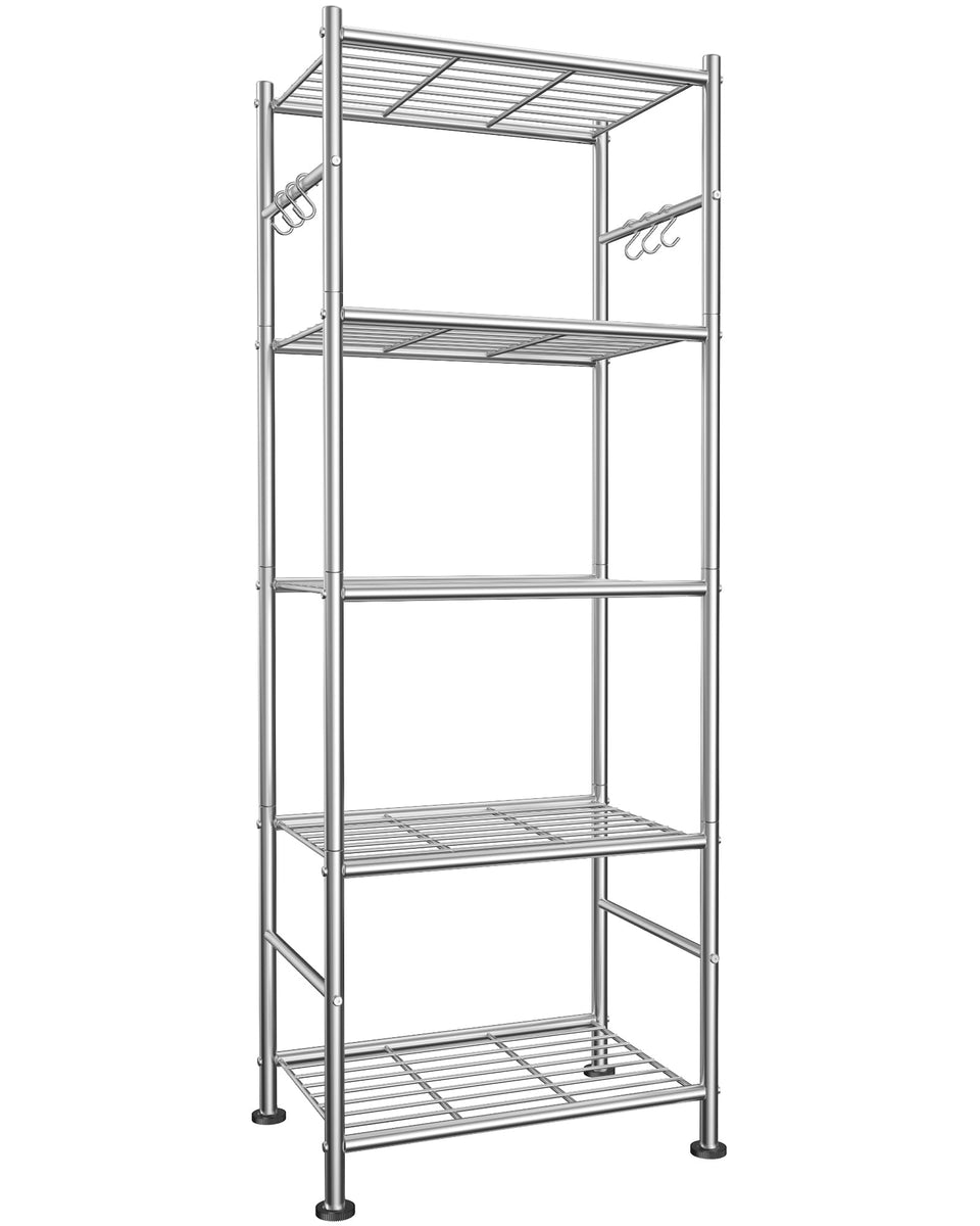 Sakugi Storage Shelves with 5-tier design for spacious laundry and garage organization.
