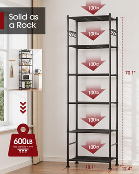 Sakugi 6-tier welded metal shelving for heavy-duty stability and durability.