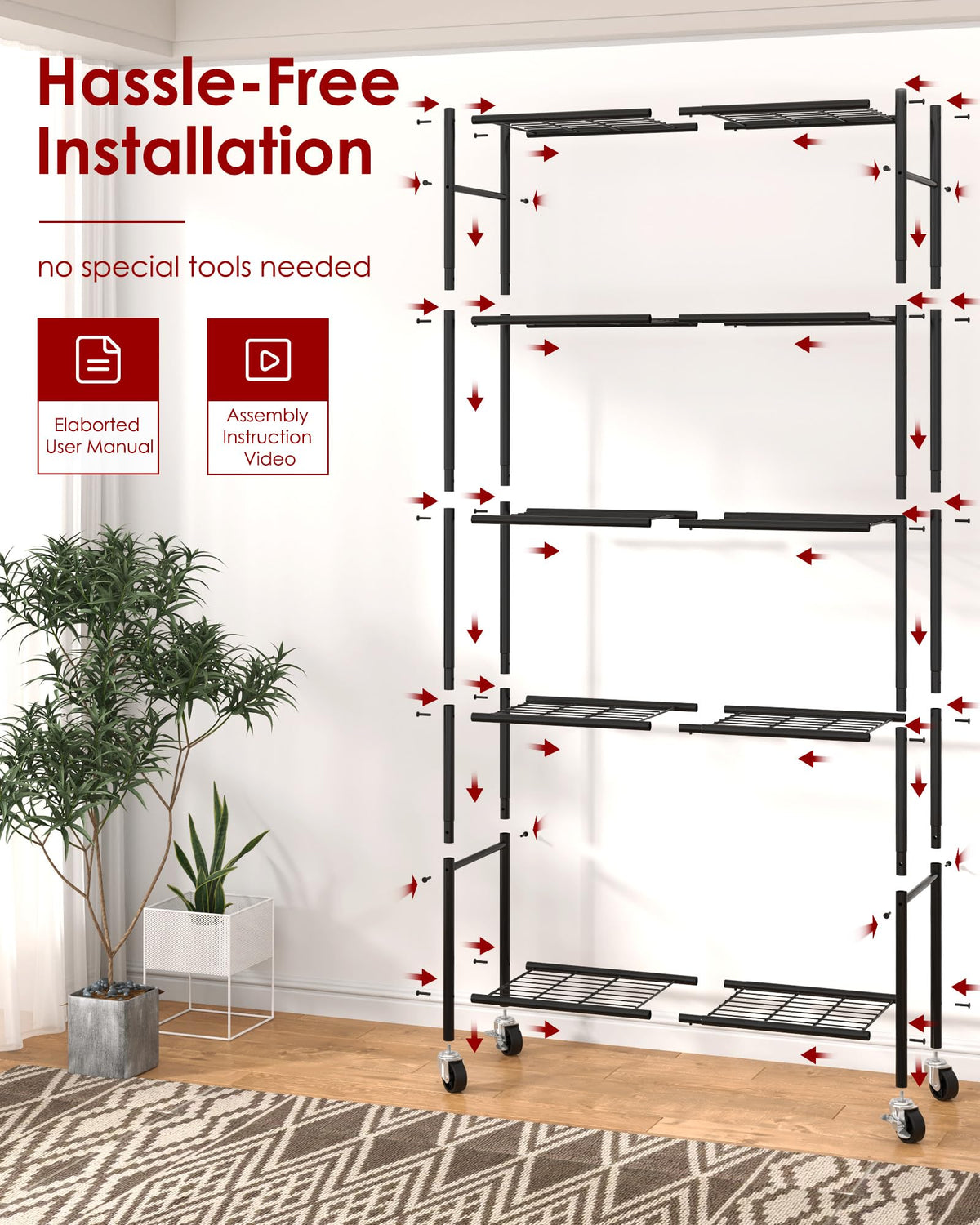 Sakugi Storage Shelves easy setup: no extra tools required for assembly