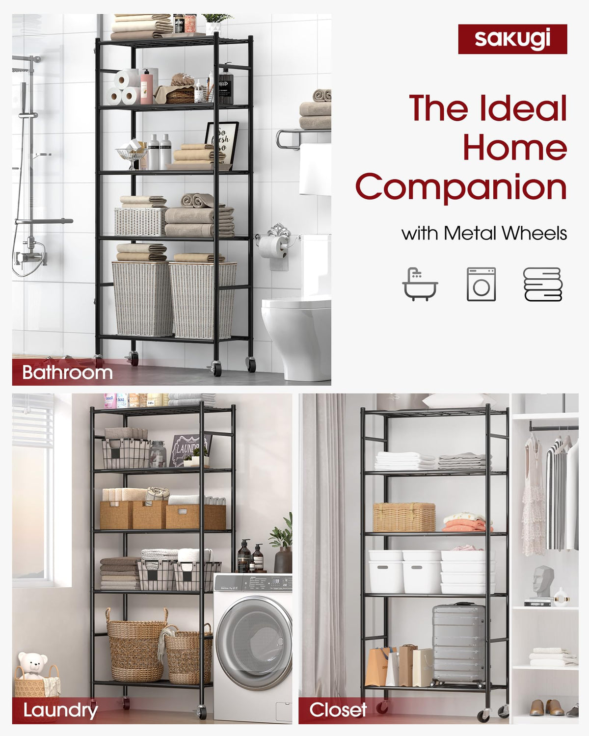 Sakugi Storage Shelves heavy-duty frame: supports up to 1,000 lbs with feet