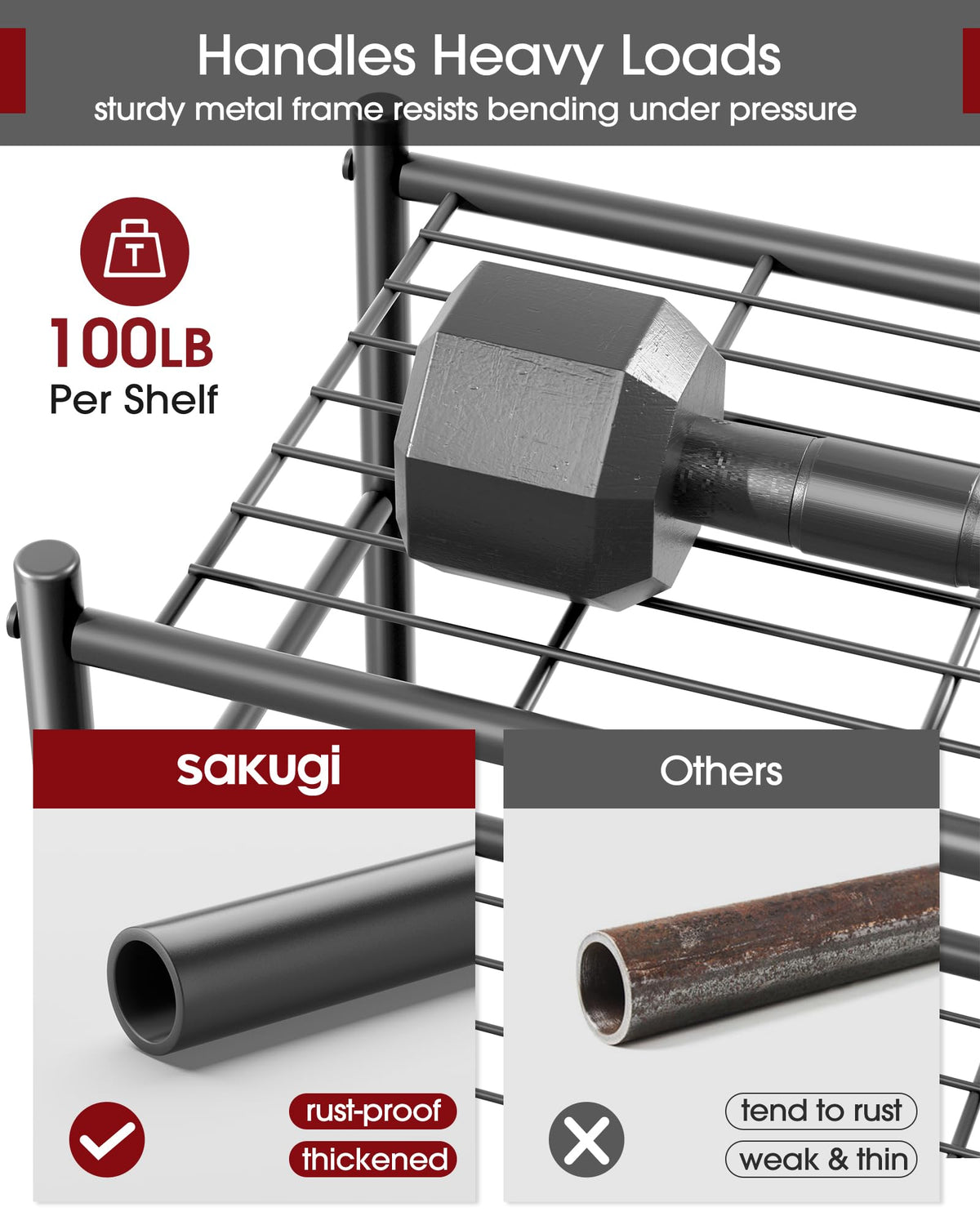 Wobble-free Sakugi design keeps items secure on uneven floors