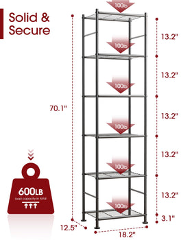 Sakugi shelving unit highlights sturdy crossbars and screw fasteners for heavy use.