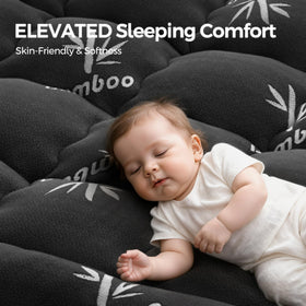 SakuraHome elastic deep-pocket skirt ensures a snug, secure mattress fit.