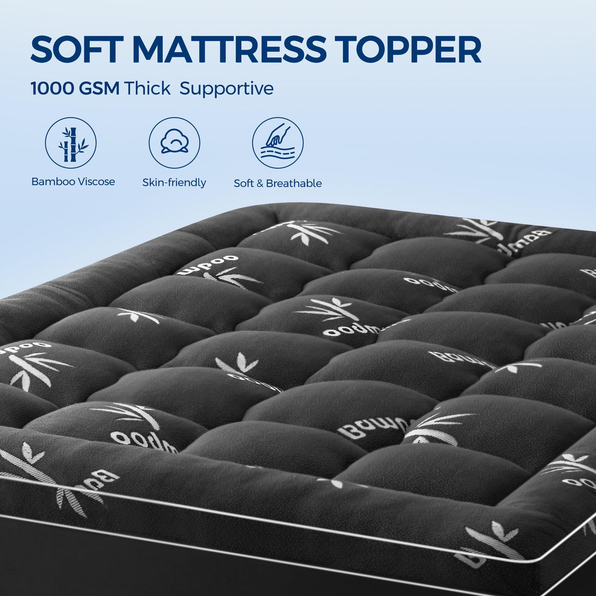 SakuraHome deep-pocket fit 8 to 21 inches keeps topper secure.