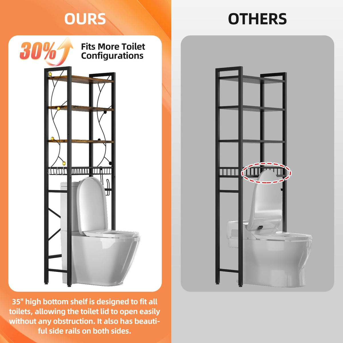 Salakita 30-lb per shelf capacity supports daily essentials.