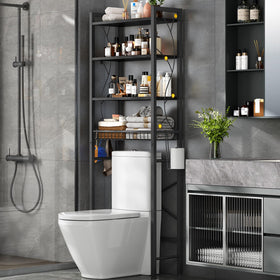 Salakita over-the-toilet rack assembly guide demonstrates quick setup for bathroom organization.
