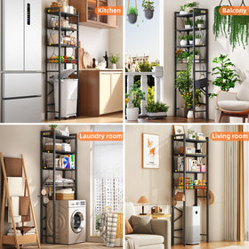 Salakita sturdy metal frame with X-shaped design provides stable over-toilet storage.