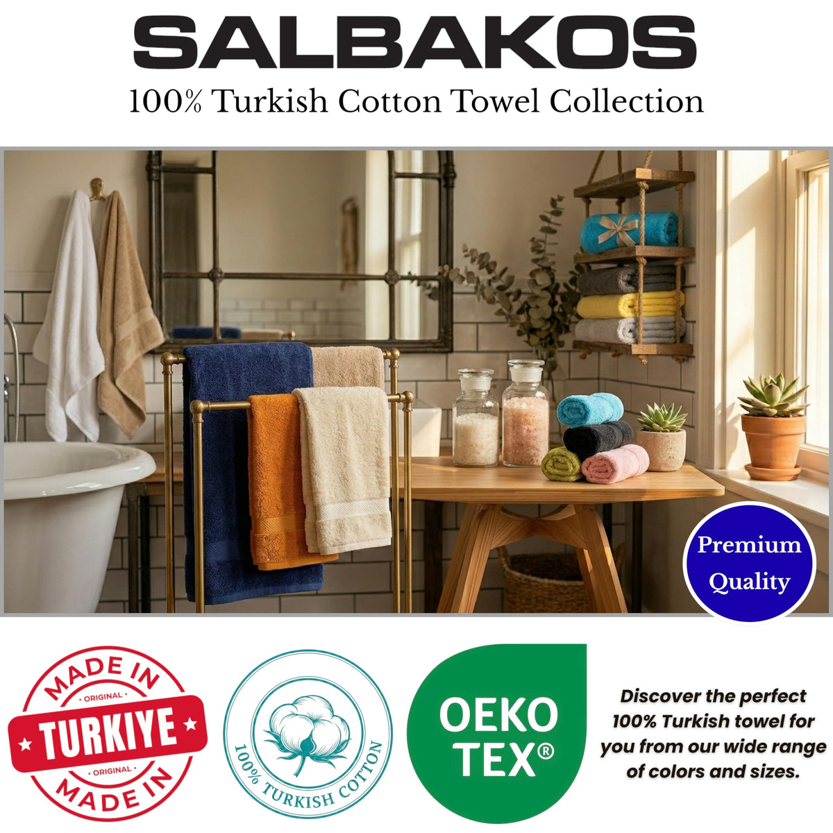 SALBAKOS luxury gift-ready towel in gray packaging.
