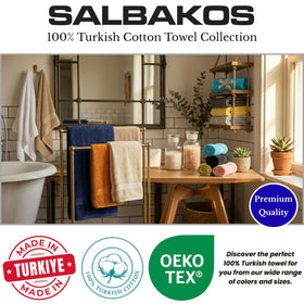 SALBAKOS luxury gift-ready towel in gray packaging.
