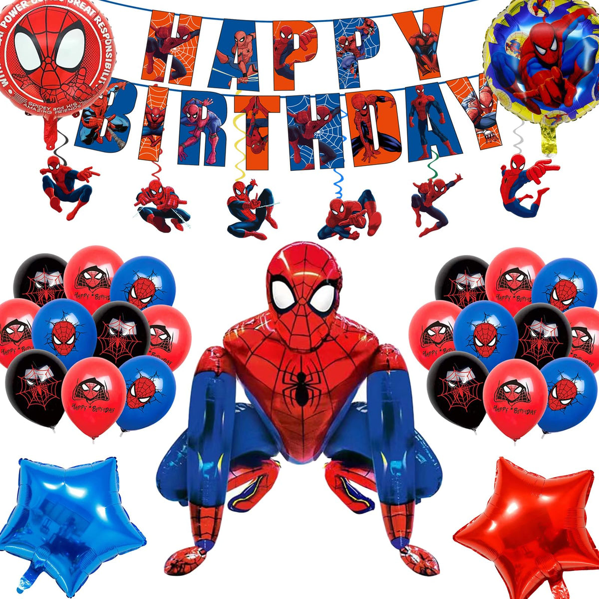 sAleix cartoon spidey banner elevates birthday decor and photo-worthy moments.