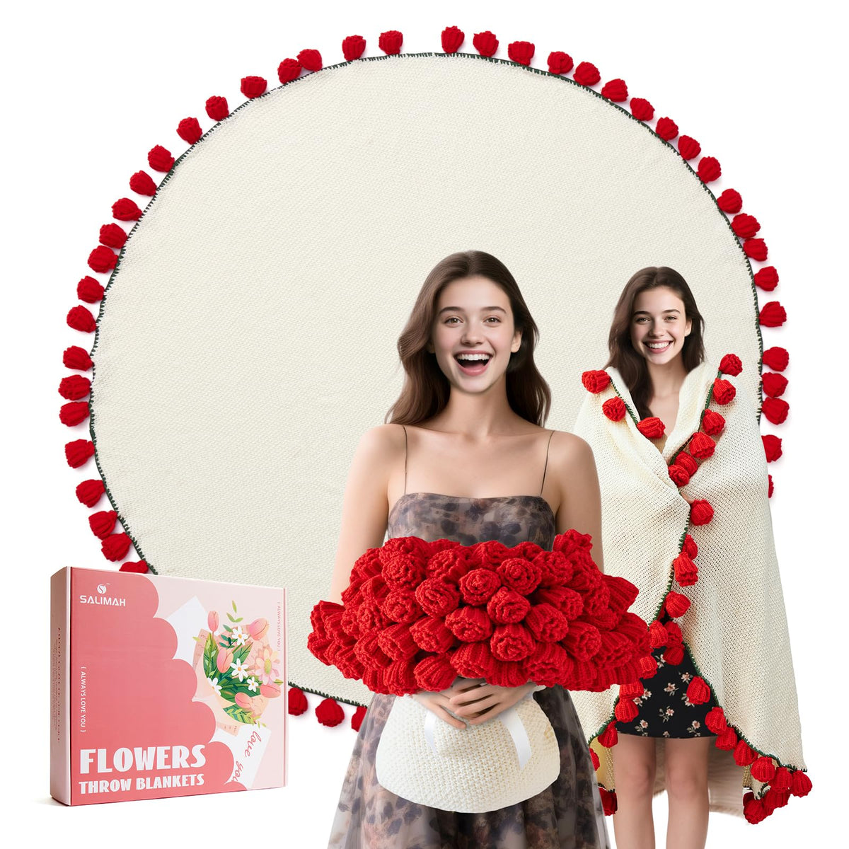 SALIMAH flower bouquet blanket rolled design adds decorative charm to any room