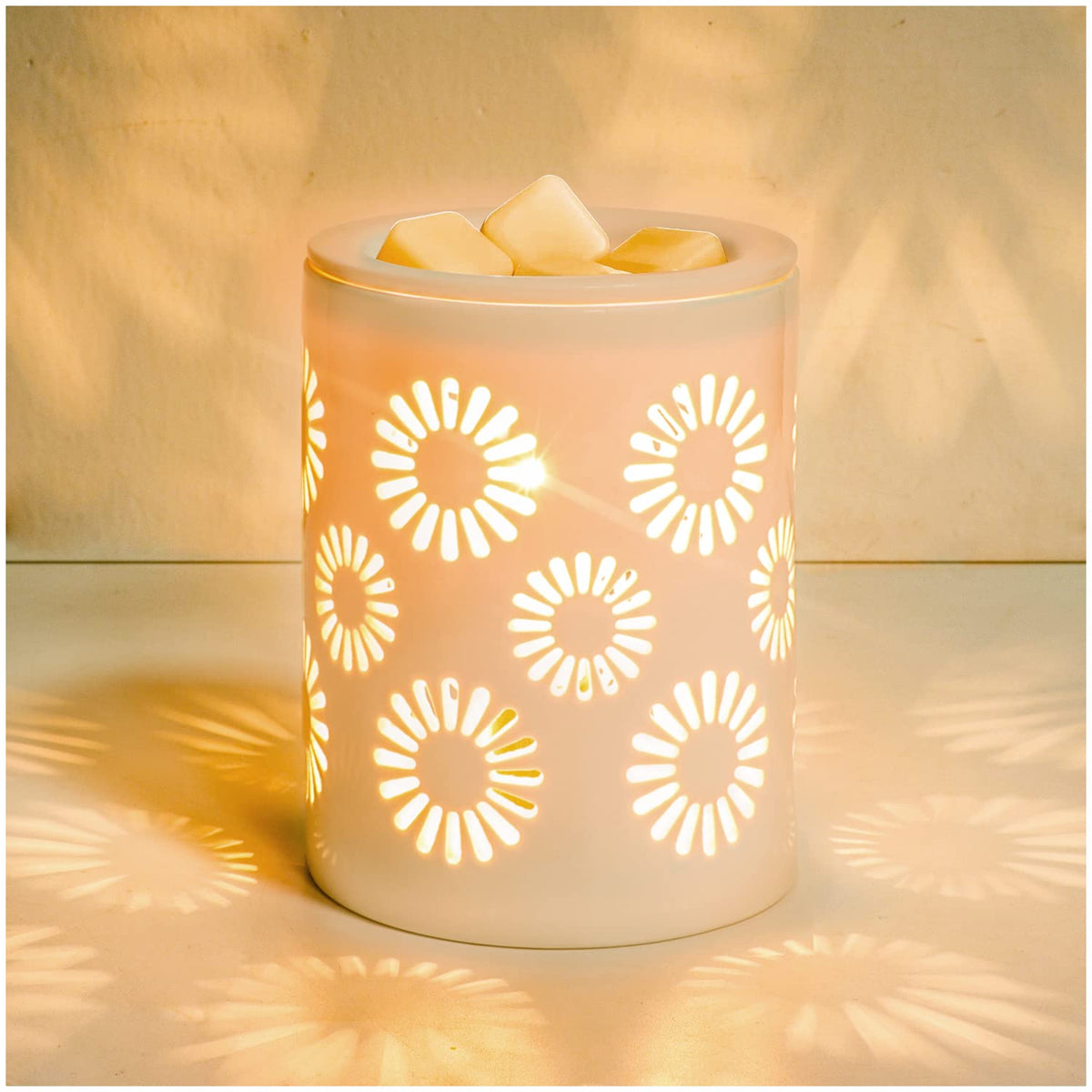 SALKING sunflower wax warmer glazed ceramic with soft glow