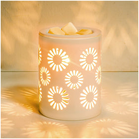 SALKING sunflower wax warmer glazed ceramic with soft glow
