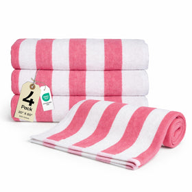 Salt Earth Cotton Striped Beach Cabana Towel 4-pack rolled, quick dry and travel ready