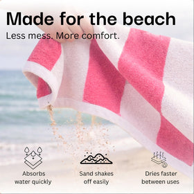 Salt Earth Cotton Striped Beach Cabana Towel sand-shake design for fast cleanup