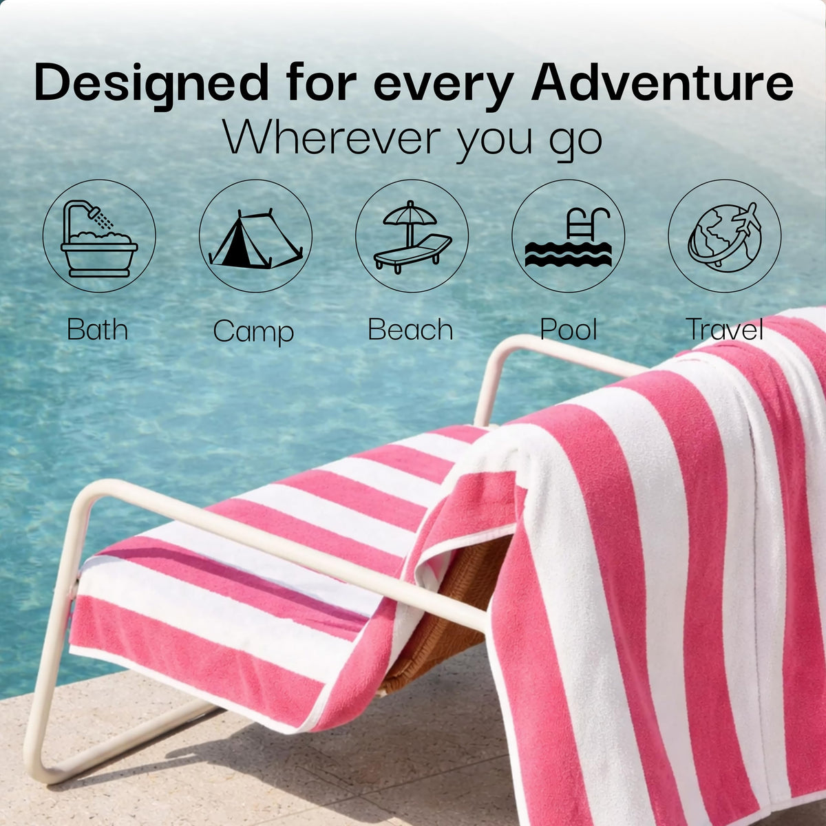 Salt Earth Cotton Striped Beach Cabana Towel bag-ready design for easy travel