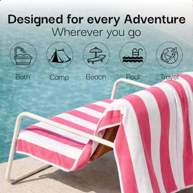 Salt Earth Cotton Striped Beach Cabana Towel bag-ready design for easy travel