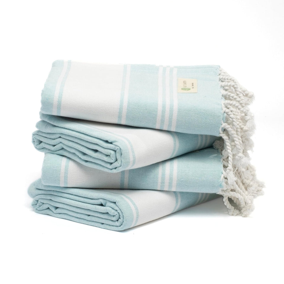 Salt Earth aqua towel folded for travel and packing