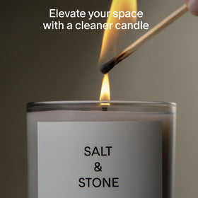 Salt & Stone coconut-soy wax candle close-up, showing creamy texture and aroma.