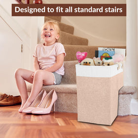 Sam and Mabel stair basket folded flat for compact storage.