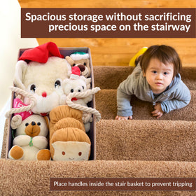 Sam and Mabel stair basket handles for easy lifting.